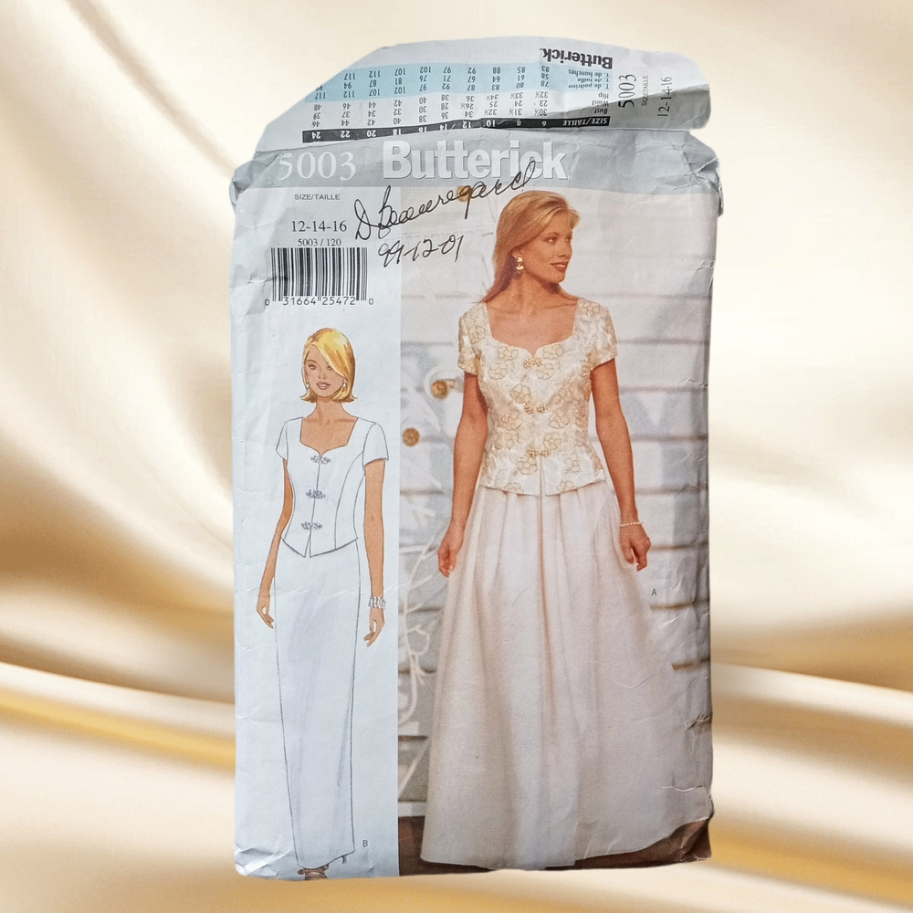 Butterick #5003 Women's Formal Attire 12-14-16 Sewing Pattern Cutted 90s Fashion